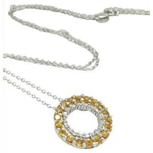 .72ctw CITRINE Sterling Silver 925 Circle Pendant